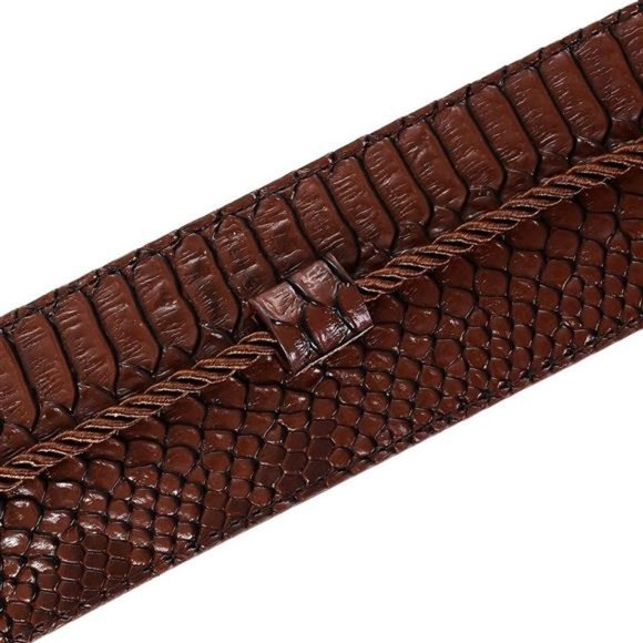 Women’s Wide Cummerbund Faux Leather Waist Belt | Women’s Braided Tassel Belt main image 7